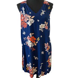 Old Navy Sleeveless Navy Floral V-Neck Shift Size Medium